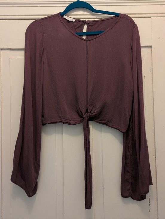 Tops - Don't Ask Why Boutique Wine, Open Front, Bell Sleeve Blouse- One Size